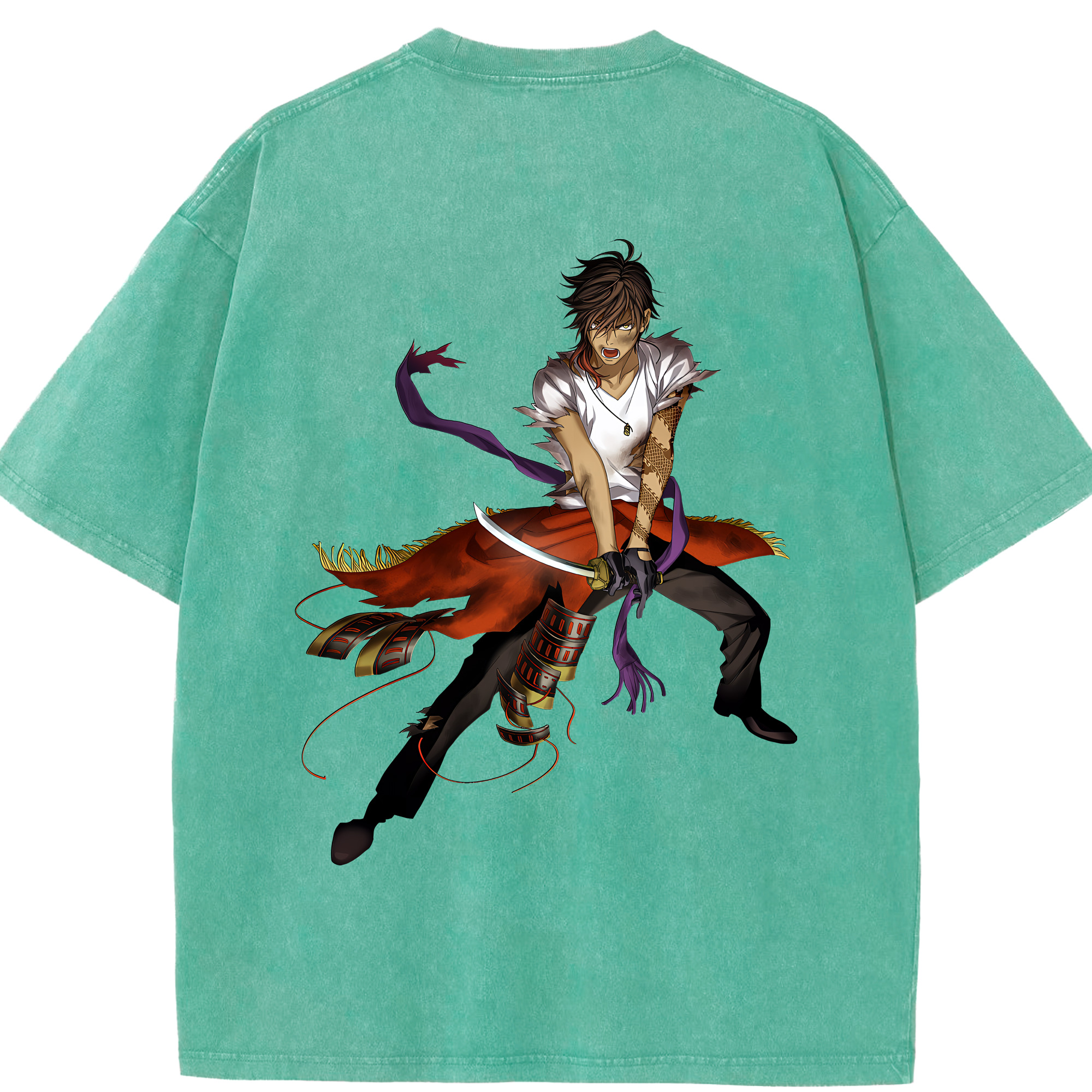 （画像用） 刀剣乱舞 Touken Ranbu 綿100% ヴィンテージ風 半袖Tシャツ（背面プリント）